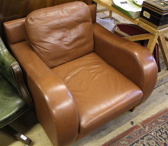 Brown leather armchair